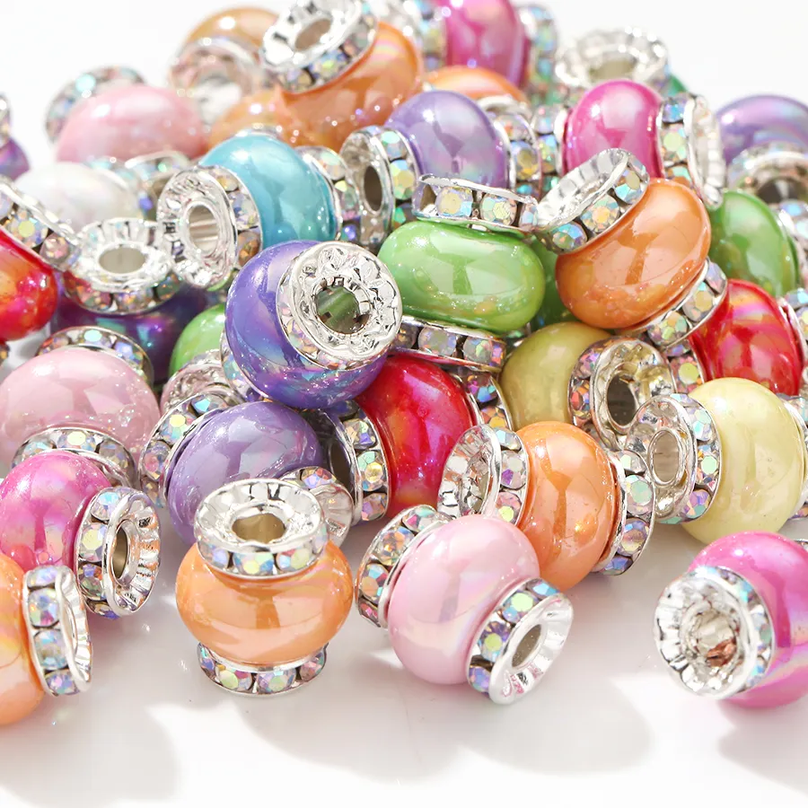 Authentic 10pcs 12mm Colorful Acrylic ABS Pearl Beads Double Head Laminated Pieces for Jewelry Making Diy Bracelet Accessories