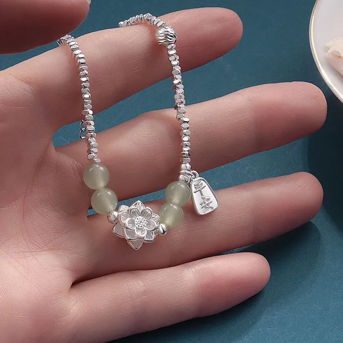 Authentic The Lotus of Tranquil Waters Sterling Silver Sanctuary Bracelet