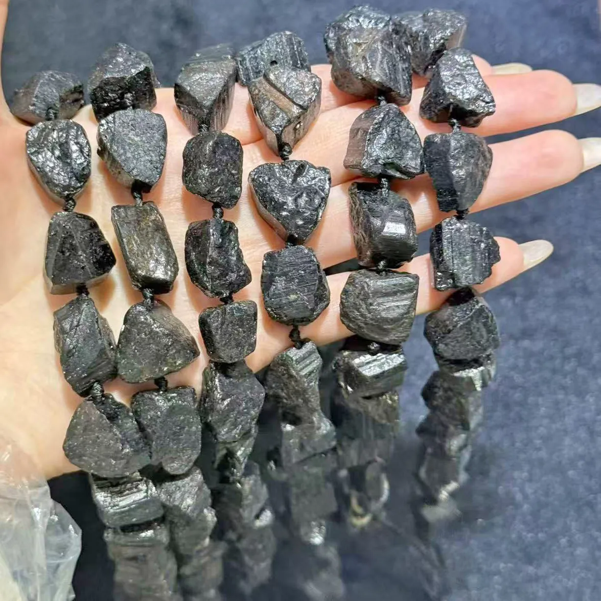 Authentic Raw Obsidian Shield: Natural Black Tourmaline Fragment Beads