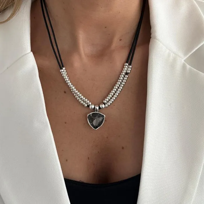 Authentic Fashion Elegant Pearl Black Diamond Broken Silver Bead Necklace Irregular Beads Rhinestone Pendant Necklace Wedding Jewelry Gift