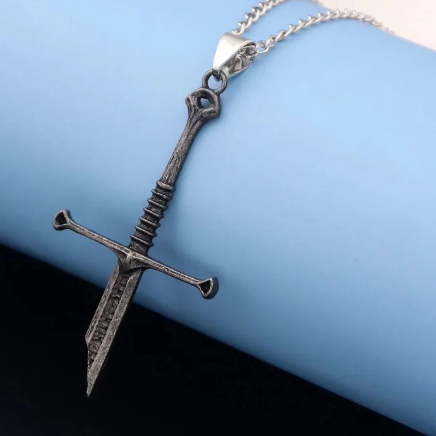 Authentic Broken Sword Broken Sword Necklace Metal Retro Style Punk Sword Pendant Necklace Punk Sword Necklace Man