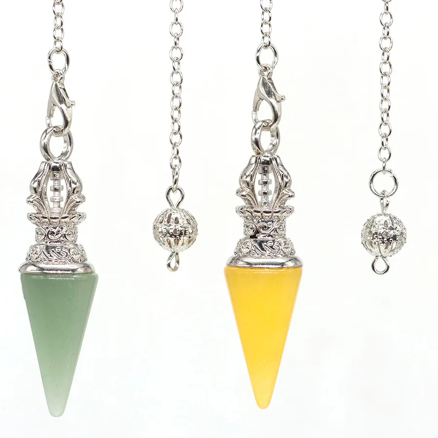 Authentic Crystals Divination Pendulums for Dowsing Natural Stone Pendant Amulet Pendulum Divination Pendulos Necklaces Jewelry Gifts