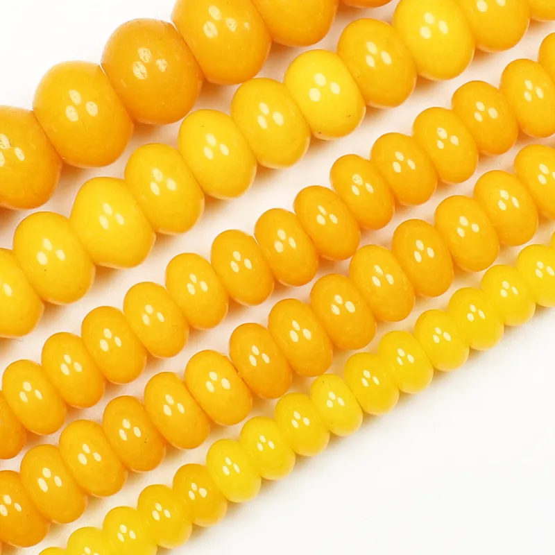 Authentic Yellow Jades 5X8-10x14mm Rondelle Beads 15inch,For DIY Jewelry Making ! We provide mixed wholesale for all items !