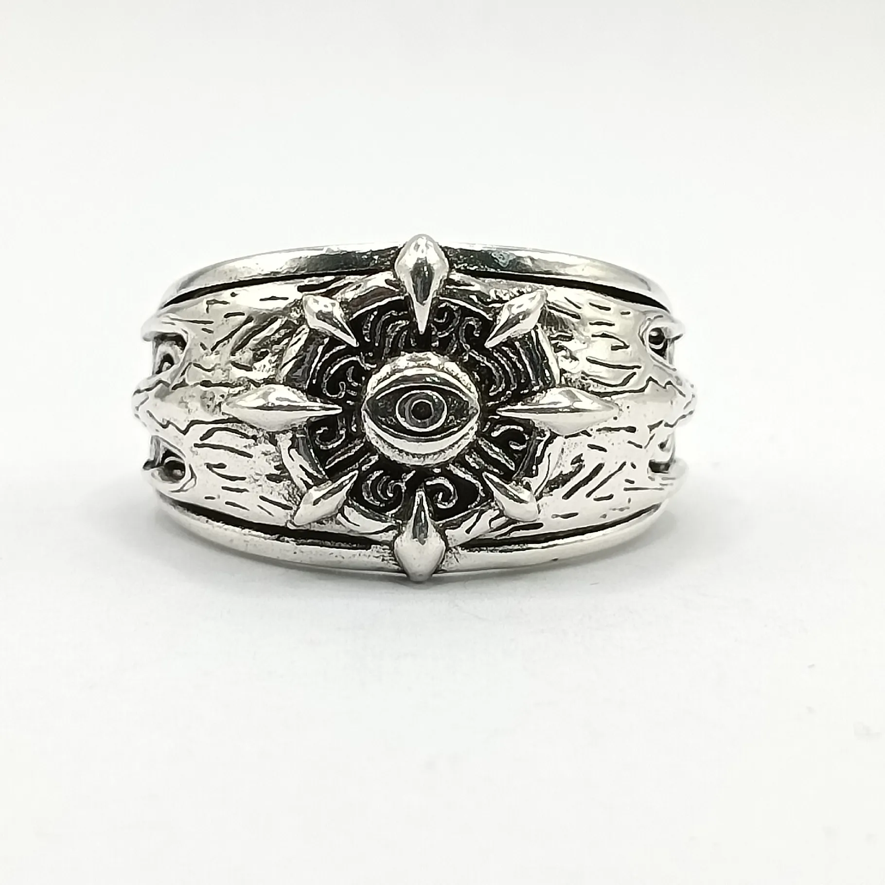 Authentic Retro “Reborn” Divine Eye Open Ring For Men Silver-plated Copper Punk Gothic Edgy Jewelry Hiphop Bikers Accessories Gift