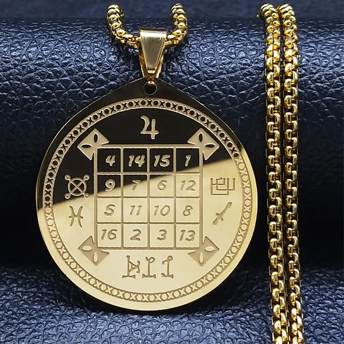 Authentic Witchcraft Digital Divination Stainless Steel Long Chain Necklace Men/Women Necklaces Pendants Jewelry collier homme N3125S02
