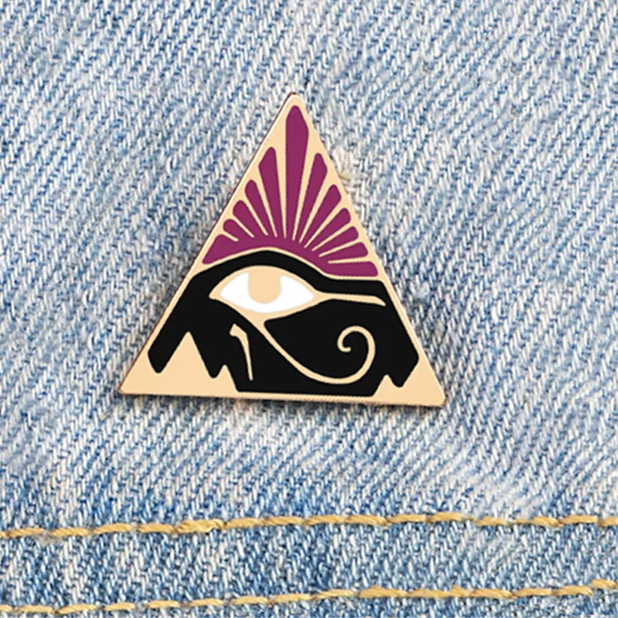 Authentic Triangle Eye of Providence Enamel Pins Illuminati All-seeing Eye Brooch Holy Egyptian Pyramid Bag Badge Amulet Jewelry Men Women
