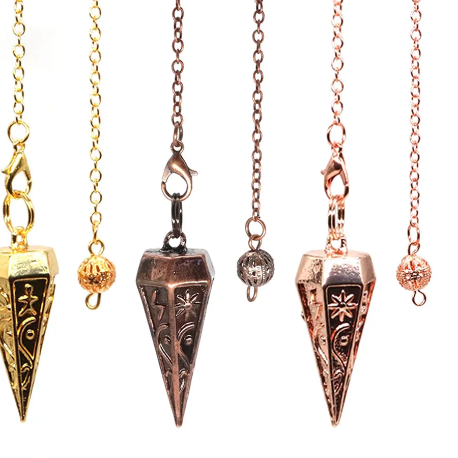 Authentic Metal Pendulums for Divination Dowsing Copper Plating Pendule Reiki Healing Pendant Spiritual Meditation Necklaces Jewelry Gifts