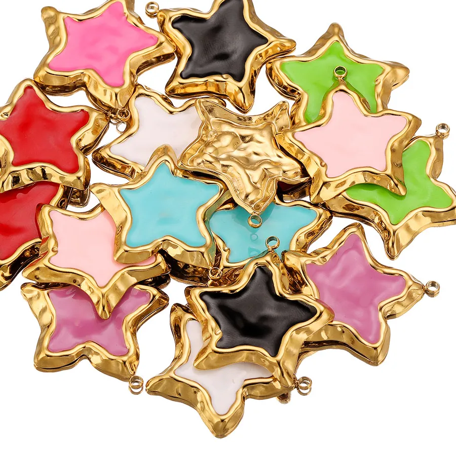 Authentic 5pcs Boho Enamel Irregular Star Charms for DIY Earring Costume Jewelry Materials Making Pendant Supplies Crafts
