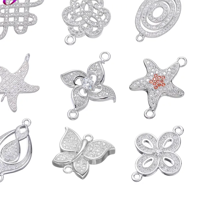 Authentic Juya 18K Plated Decorative Leaf Star Butterfly Flower Charms Connector Findings For DIY Bracelets Earrings Making