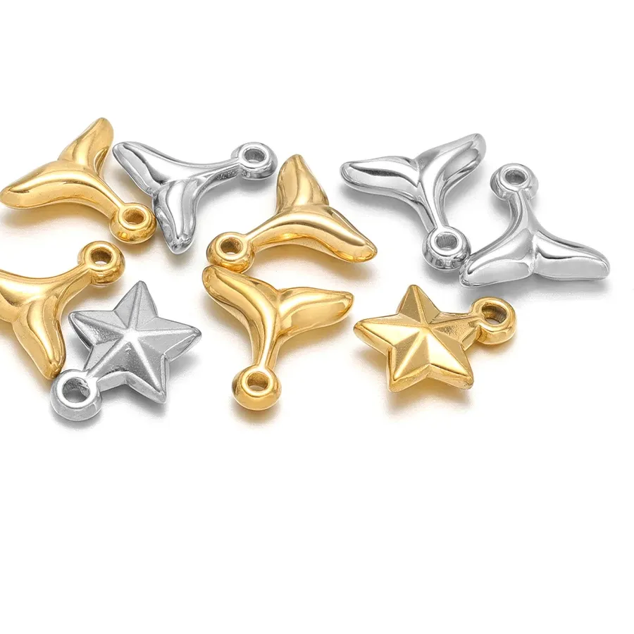 Authentic 10pcs Fish Tail Charms Star Pendant for DIY Delicate Jewelry Making Earring Necklace Bracelet Supplies
