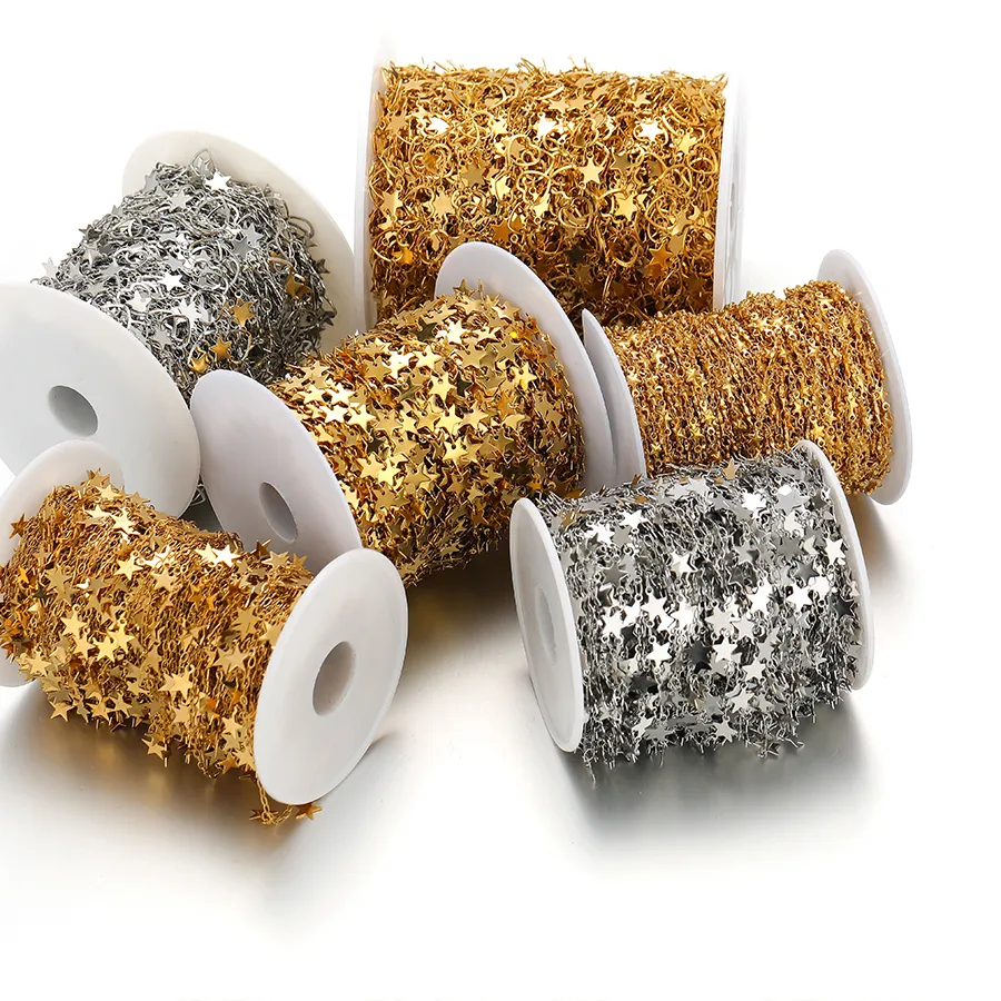 Authentic 1 Meter No Fade Gold Color Star Chains DIY Jewelry Making Necklace Earrings Bracelet Findings