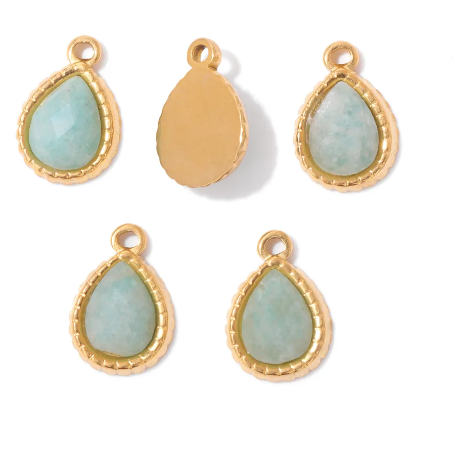 Authentic 5pcs/lot Stone Pendant 9x11mm Water Drop Natural Amazonite Quartz Beads Charms Pendants for DIY Jewelry Making
