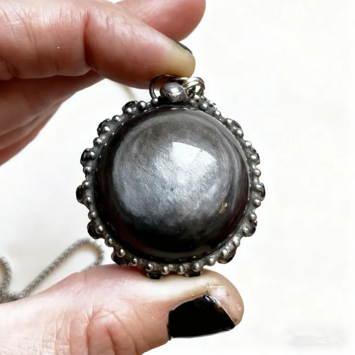 Authentic 10Pcs Witchcraft Collar Healing Obsidian Crystal Sphere Ball Talisman Necklace Goth Amulet Y2K Jewelry