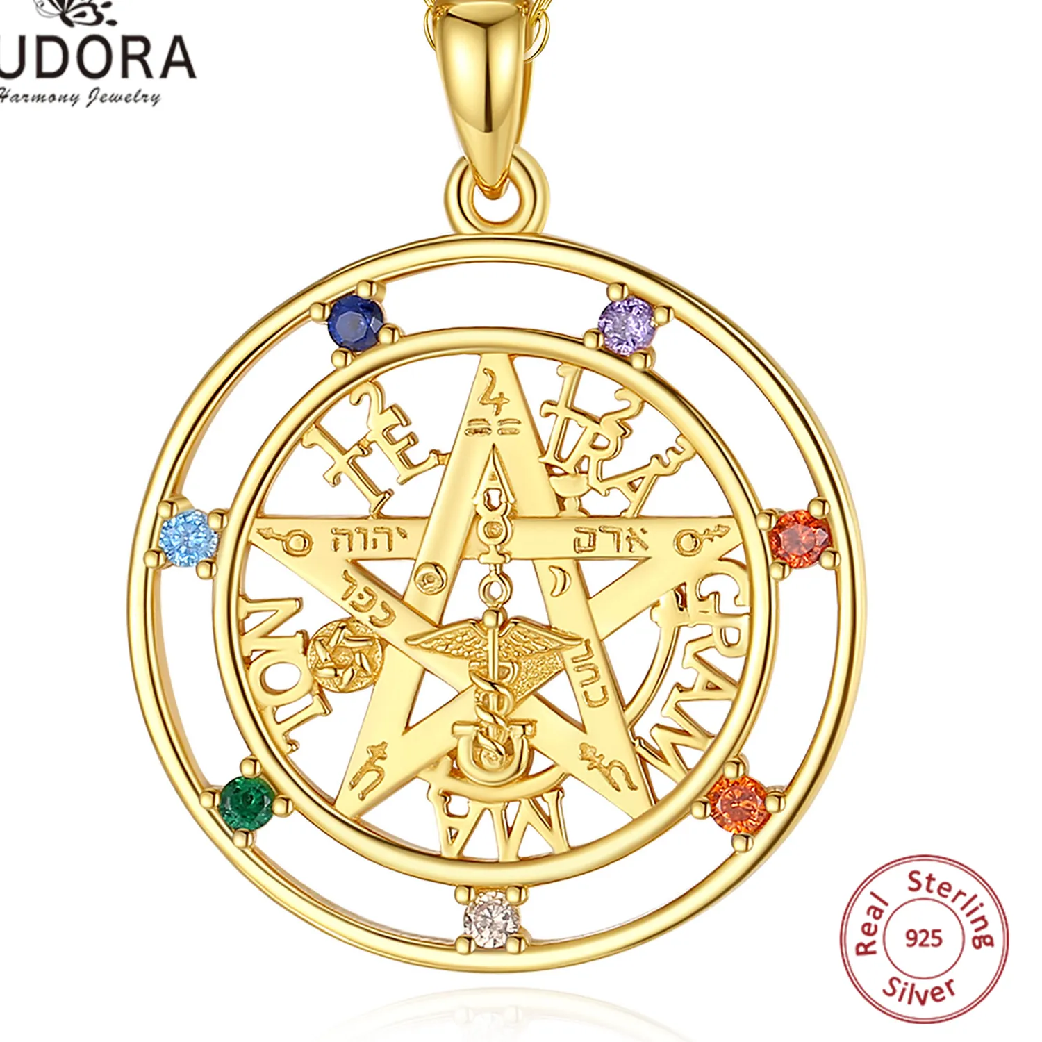 Authentic Celestial Pentagram Tetragrammaton - Seven-Chakra Radiance Amulet
