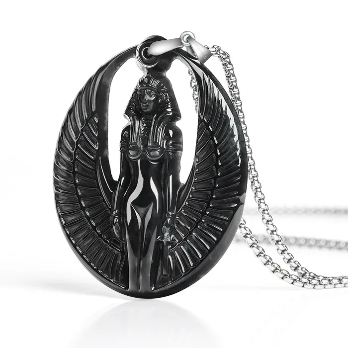 Authentic The Veiled Goddess: Myanmar Jadeite Isis Talisman in Sterling Silver