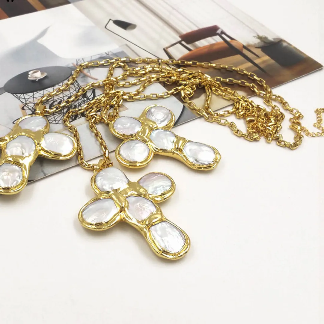 Authentic Pearl Of Divine Light A Gold- Plated Cross Talisman For Sacred Feminine Grace