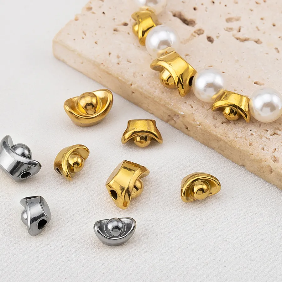 Authentic 5pcs 10pcs Fake Gold Ingots Small Spacer Beads Jewelry Making DIY Luck Bracelets Necklaces Component Accessories