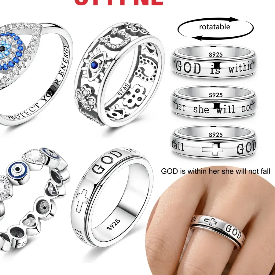 Authentic Original Rings 925 Silver Blue Zircon Constellation Ring Lucky Symbol Ring for Women Birthday Anniversary Fine Jewelry Gifts
