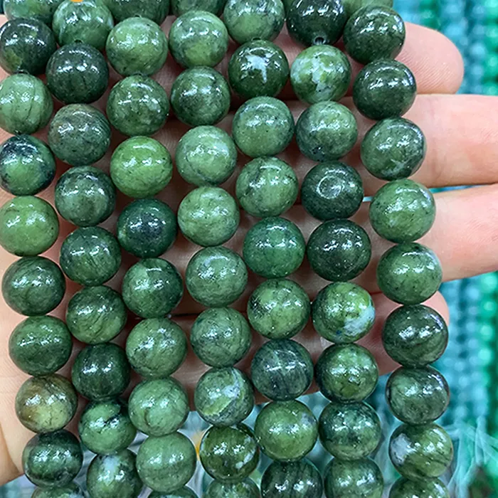 Authentic Round Natural Stone Dark Color Southern Jade Beads For Jewelry Making Diy Traditional Bracelets Necklace 15 Inch 4 6 8 10 12Mm