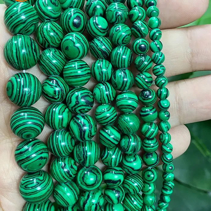 Authentic Green Lace Malachite Round Loose Beads DIY Bracelet Necklace Earrings Handmade by hand DIY Bead Perles 15" Strand 4/6/8/10/12mm