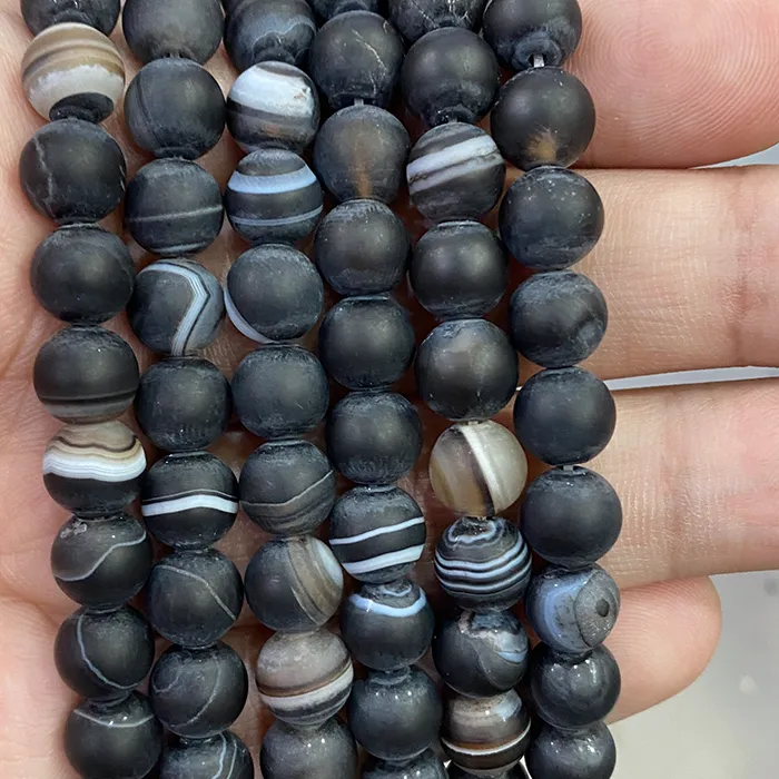 Authentic Luminous Striations: Black Stripe Agate & Onyx Bead Bracelet