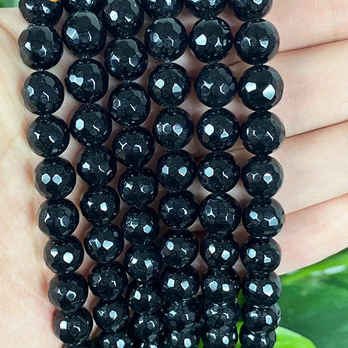 Authentic Mystic Black Agate Facets: Grounding Power Beads
