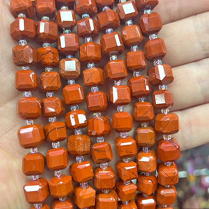 Authentic 6/8/10mm Natural Stone Redstone Cube Sugar Beads DIY Charm necklace bracelet creative accessory for Jewelry Making 15" Wholesale
