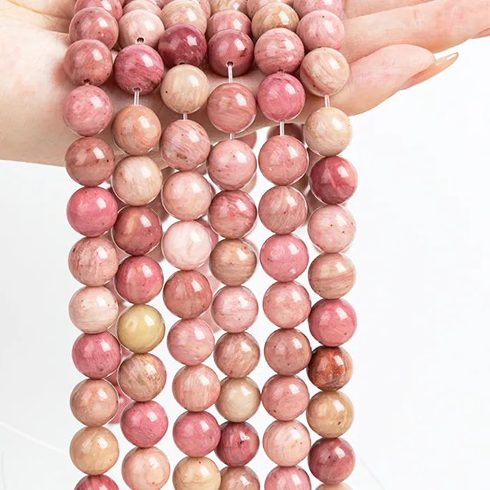 Authentic Crimson Heart Rhodonite Sacred Sphere Strands