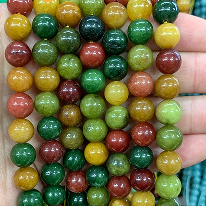 Authentic Natural Imitation Alxa jade Mixed color Round Beads Handmade For Jewelry Making DIY Necklace Bracelet 15" Wholesales 6/8/10/12MM