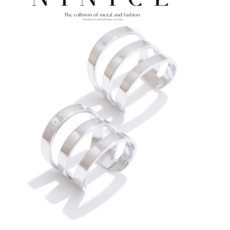 Authentic NiNice Stainless Steel Earrings Hollowed out Fashionable Ear Bone Clip Personalized Design Gift Jewelry Selection Wholesale