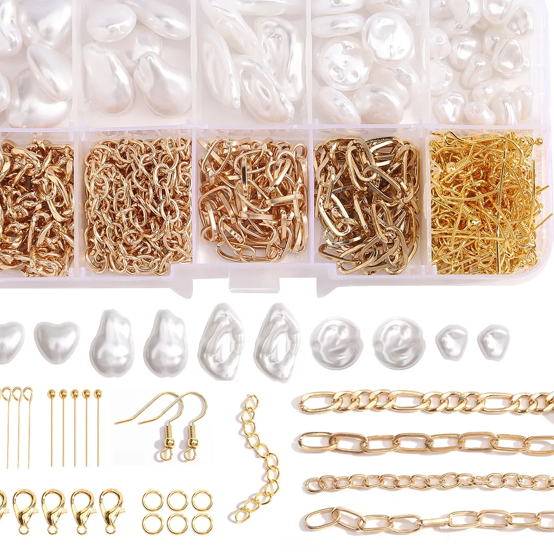 Authentic 179/366pcs 1Box ABS Irregular Pearl Perforated Jewelry Making Accessories DIY Bracelet Necklace Handmade Jewelry Making Kit