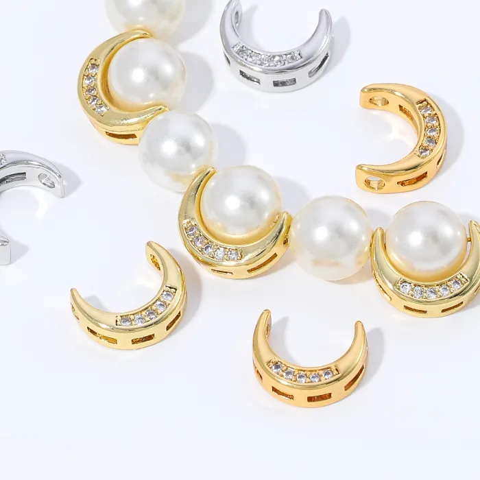 Authentic Moonlit Crescent: Enchanted Gold Plated Spacer Beads for Lunar Protection