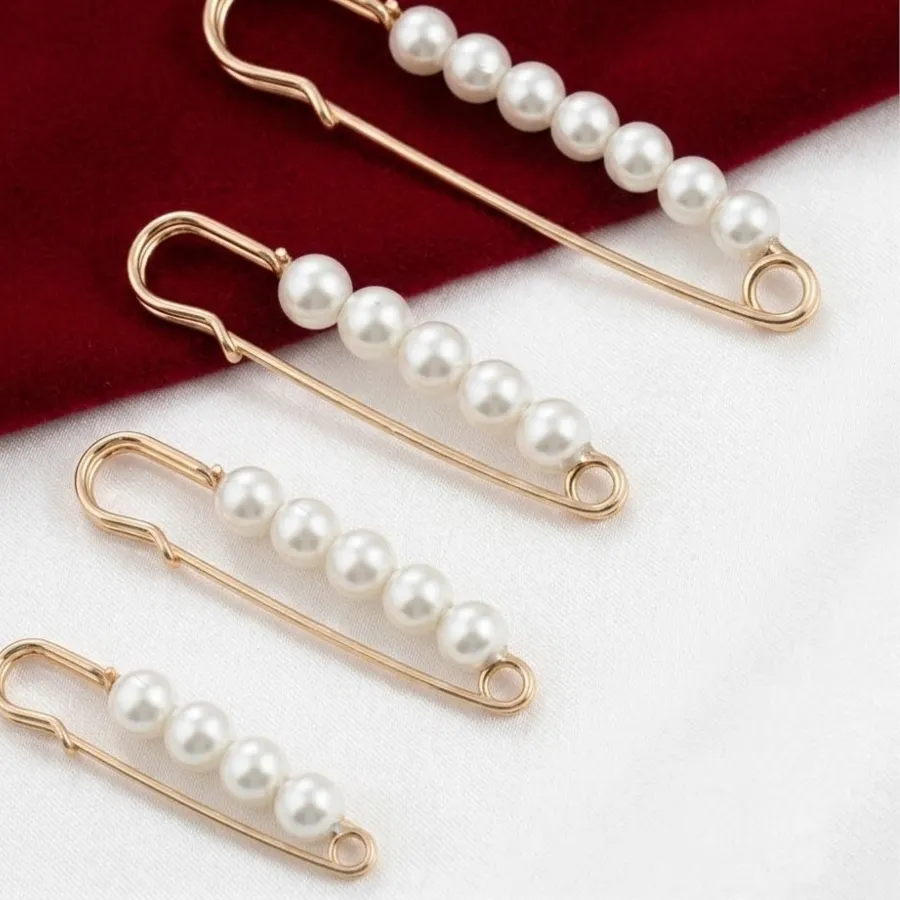 Authentic 10pcs Large Faux Pearl Decorative Safety Brooch Pins for Women Clips for DIY Women Clothing Dress Pants Skirt Jewelry Making