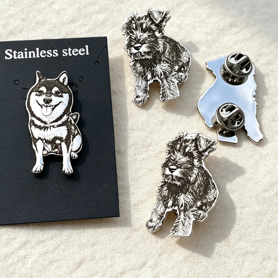 Authentic Personlized Pet Photo Customize Brooch Photo Portrait Customize Brooch Stainless Steel Image Custom Brooch Festival Jewelry Gift