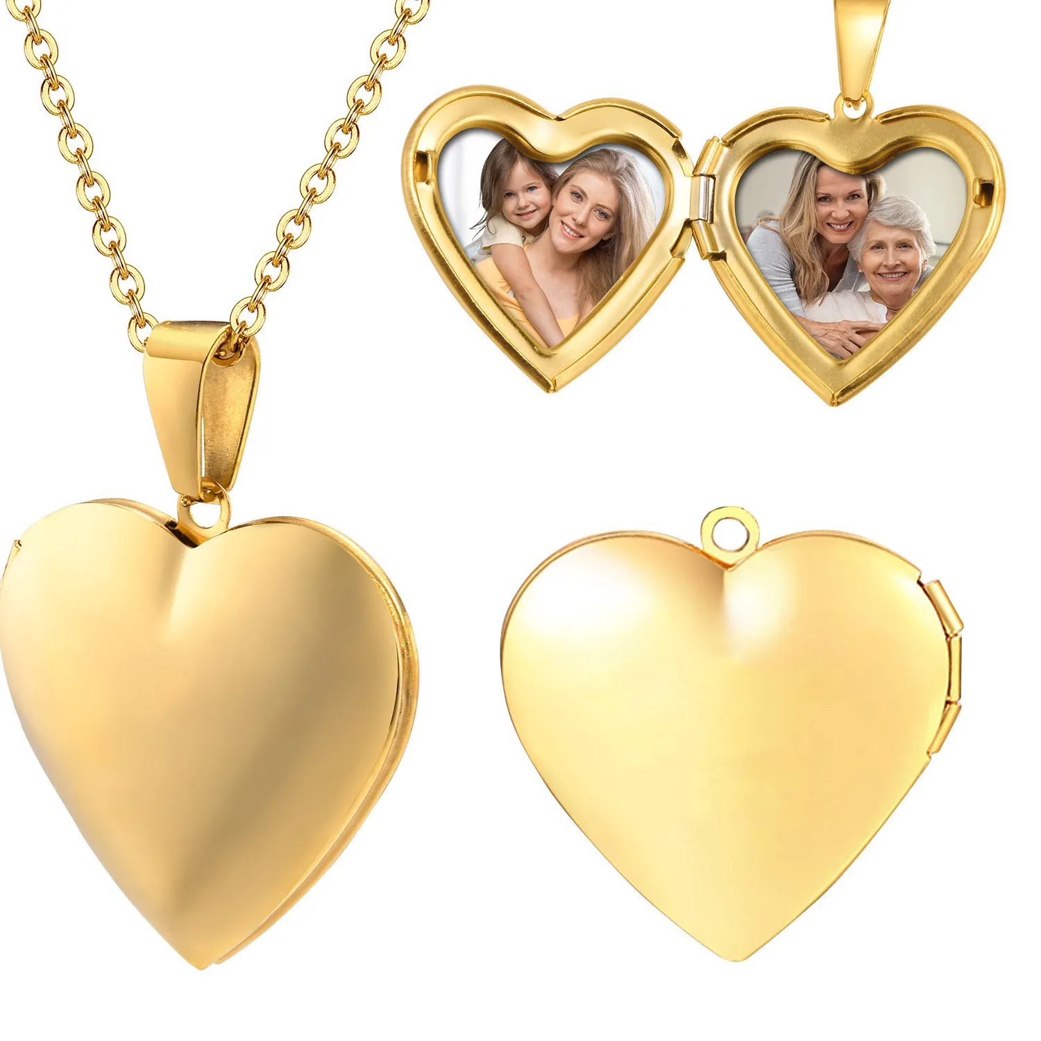 Authentic Jewelry Heart Locket Pictures Memory Photo Custom Name Date Necklace For Women Girlfriend Valentine's Day
