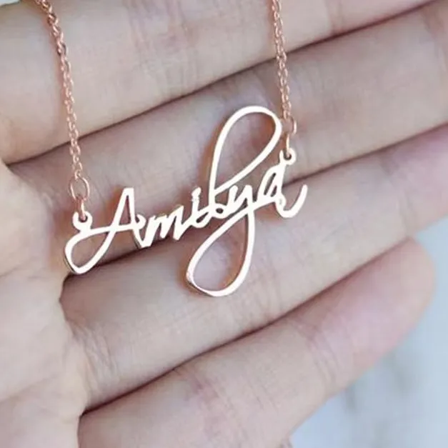 Authentic Custom Name Necklace Women Personalized Names Customized Collare Stainless Steel Chain Handwriting Nameplate Fashion Jewelry