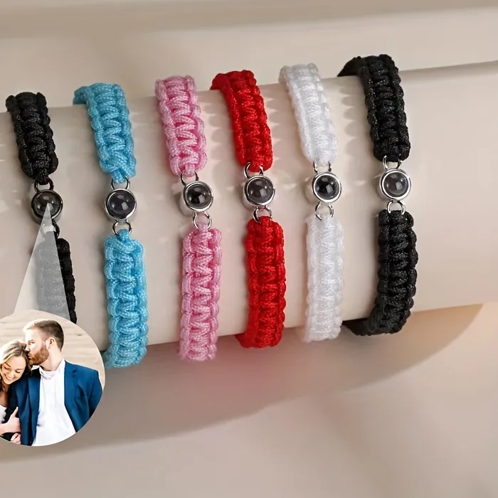 Authentic Custom Photo Projection Bracelet Picture Bracelets Handmade Minimalist Memorial Stainless Steel Charm Jewelry Gift