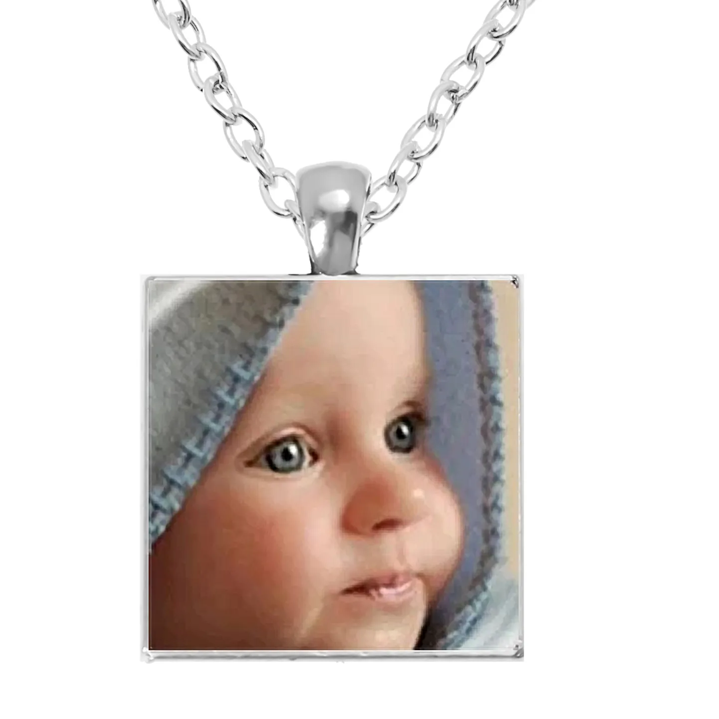 Authentic Personalize Customized Square Necklace Name Custom The Photo Of Family Pendant Necklaces Picture Love Keepsake Gifts ﻿