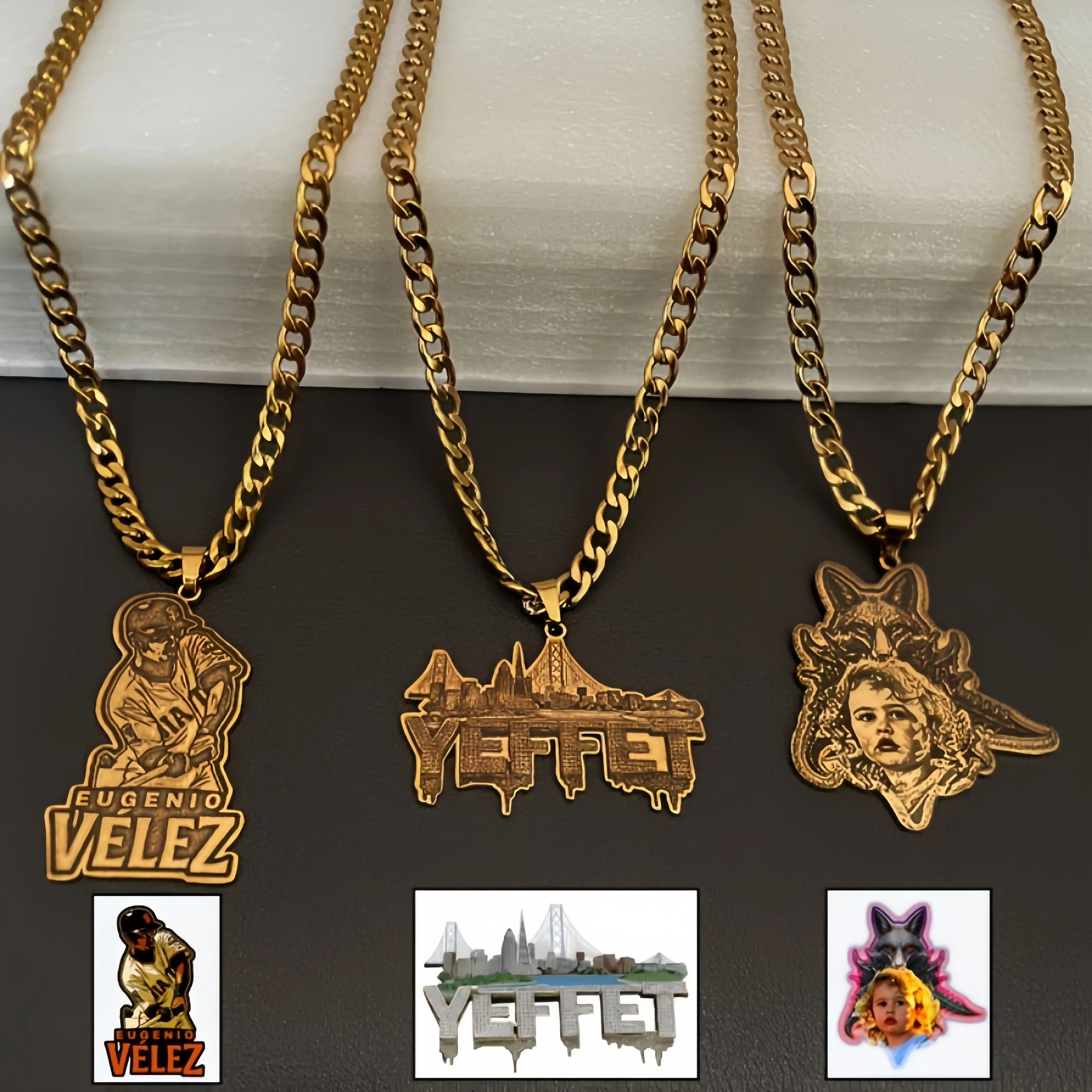 Authentic Customized Picture Nameplate Necklace Personalized Custom Logo Pendant Neckalce Cuban Chain Birthday Party