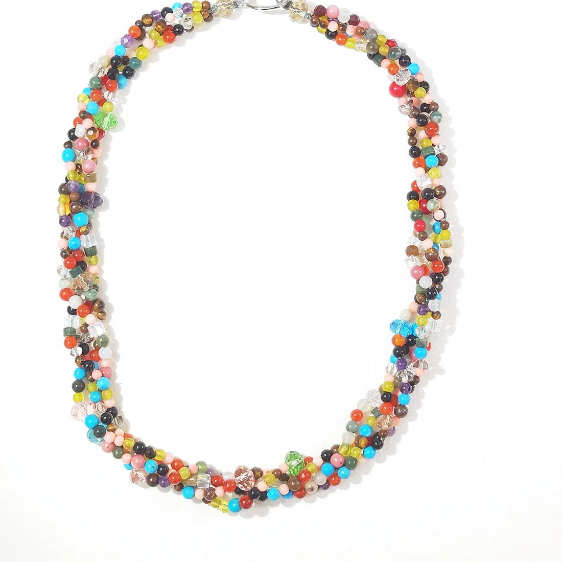Authentic Lii Ji Real Stone Mutil Color Mix Stone Crystal 4rows Necklace 50cm Stock Sale Women Jewelry