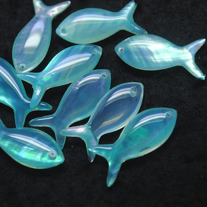 Authentic 11PCS Fish Pendants 24X10MM Resin Material With Abalone Paper Material GOOD FOR YOUR JEWELRY DESIGNS