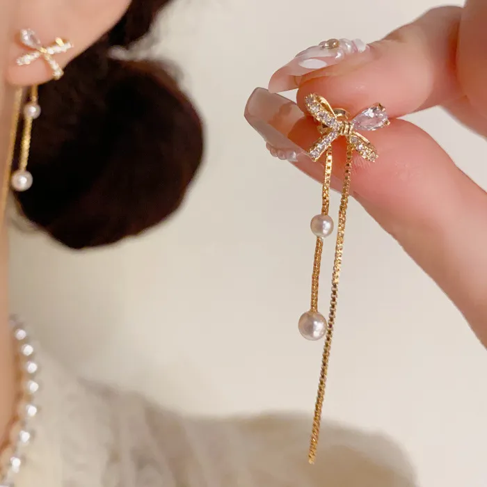 Authentic Celestial Knot Tassel Drop Earrings: A Symphony of Radiant Light