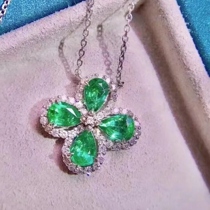 Authentic 925 Silver Classic Emerald Pendant for Office Woman 3mm*4mm Total 1ct Natural Emerald Necklace Pendant Gift for Wife