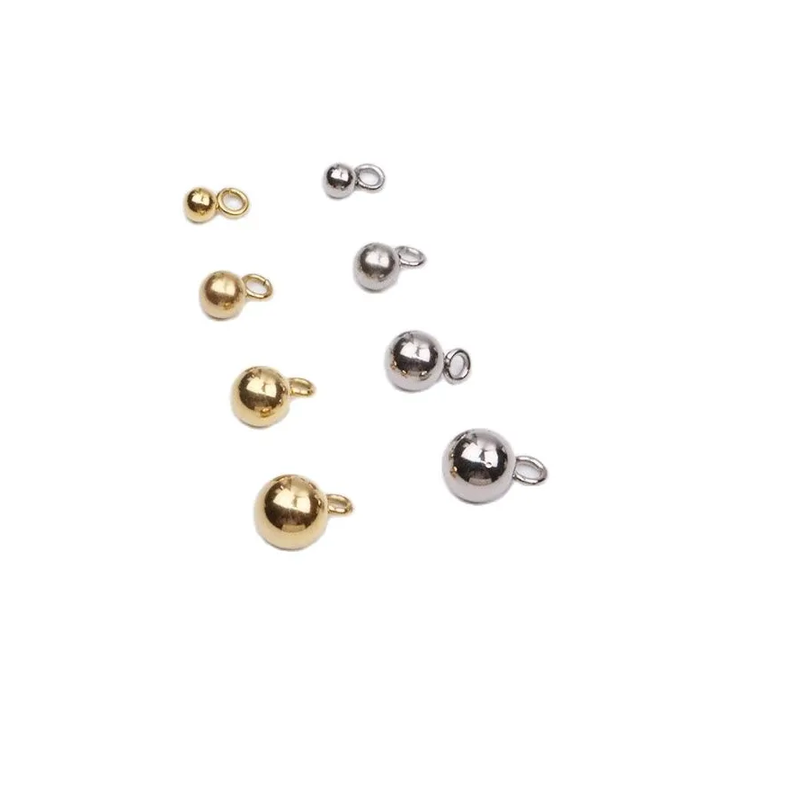 Authentic 10/30pcs 3/4/5/6MM Wholesale StainlessSteel Mini Ball Dangling Charms DIY Anklets Earrings Bracelets Unfading Colorless 2 Colors