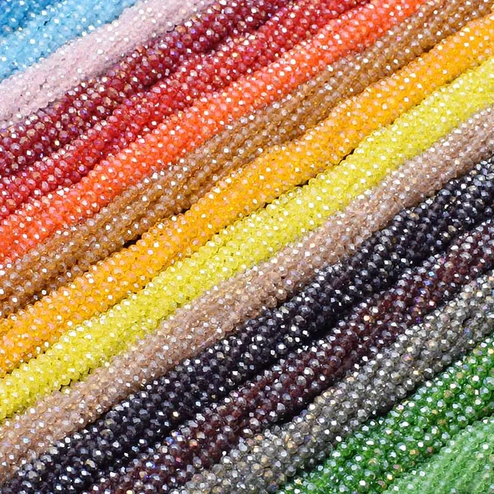 Authentic Plating Ab Color Transparent Shiny 2 3 4 6Mm Rondelle Faceted Crystal Glass Beads Round Loose Spacer Beads For Jewelry Making