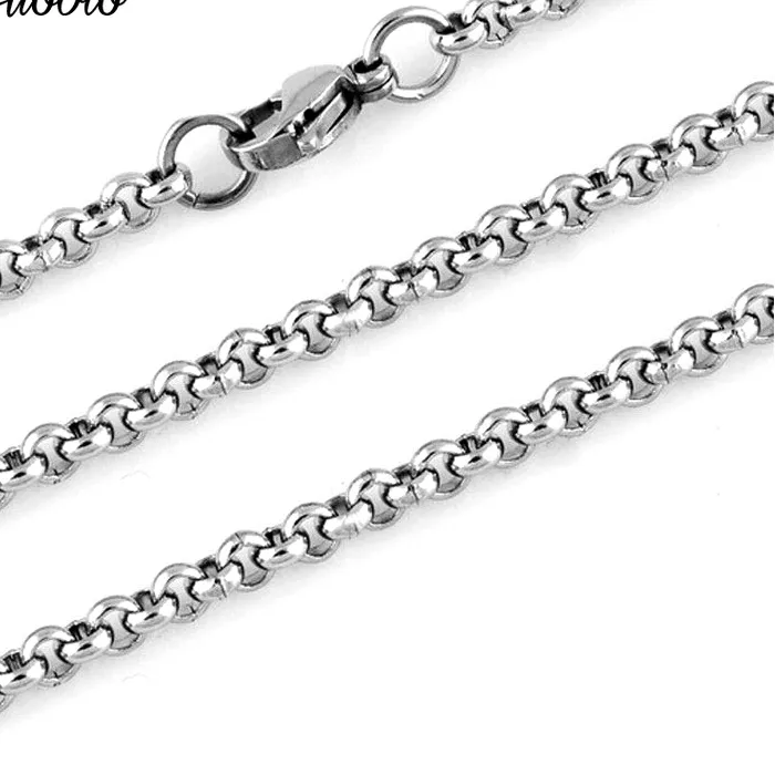 Authentic Aiovlo 2 3 4 5 6mm Stainless Steel Necklace O Link Necklace Chain Men Women Wholesale Accessories Chain for DIY Jewelry Making