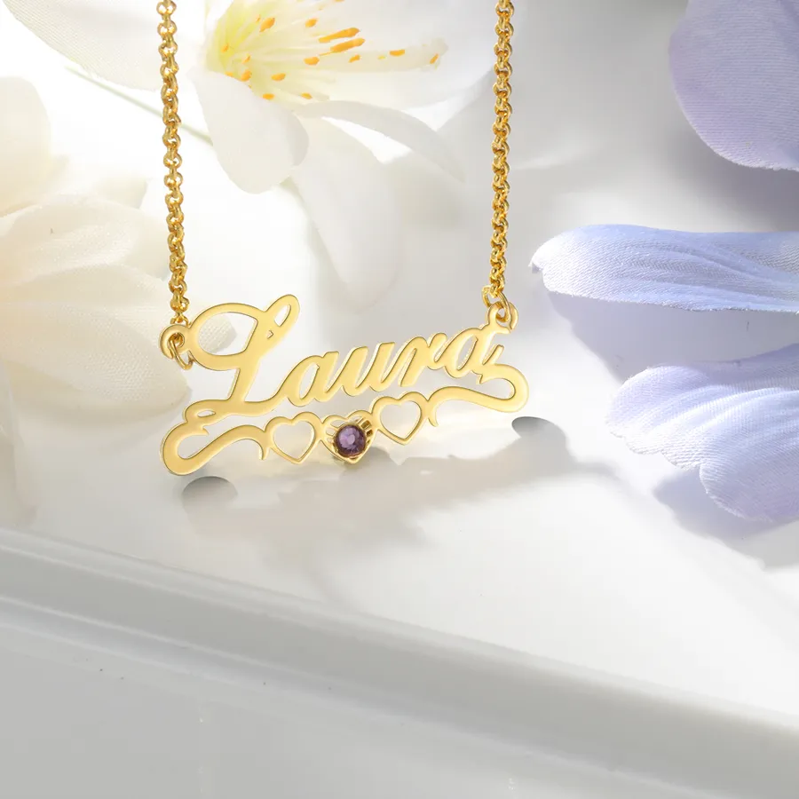 Authentic Personalized Name Necklace Heart Shaped Birthstone Name Necklace Custom Name Jewelry Mother's Day for Mom