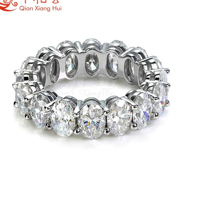 Authentic Eternity Band Ring Oval Shape D Vvs White Moissanite 3 5Mm 4 6Mm 925 Silver Jewelry For And Dating
