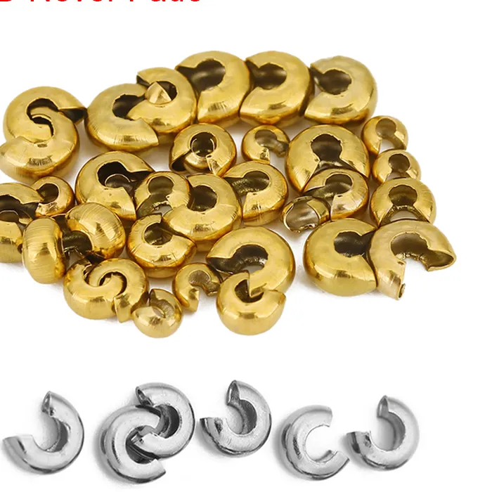 Authentic 20pcs PVD Never Fade End Crimp Beads Cover 4 5 6 mm Spacer Stopper Beads For Necklace Bracelet Jewelry Making