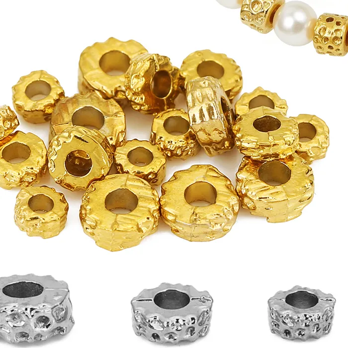 Authentic 20pcs 4 5 6 mm Large Hole Spacer Beads PVD Never Fade Bracelet Necklace Beads For Diy Jewelry Making Supplies